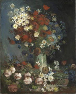 草原の花とバラのある静物画 フィンセント・ファン・ゴッホ Oil Paintings